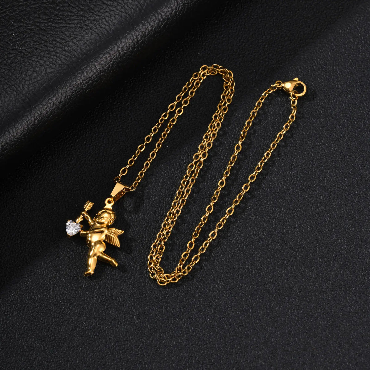 El Ángel — Gold Angel Heart Pendant