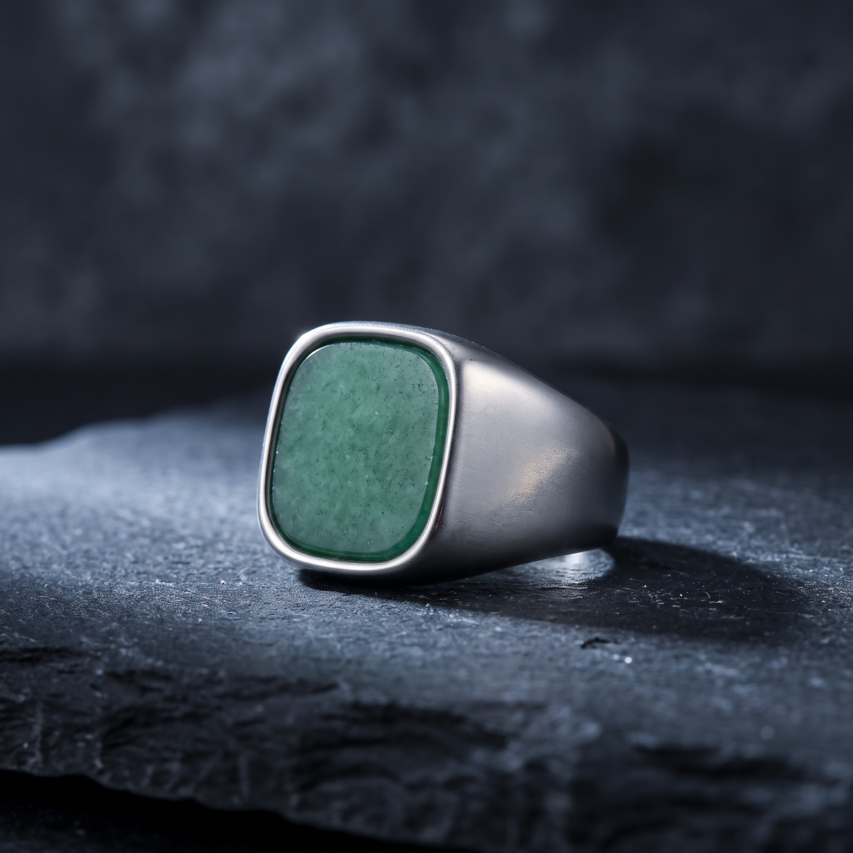 El Patrón Tormenta silver stone inlay signet ring