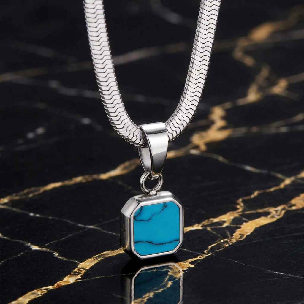 The Obsidian — Square Stone Pendant Necklace