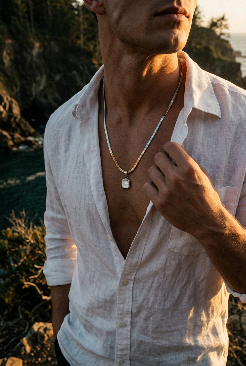 The Obsidian — Square Stone Pendant Necklace