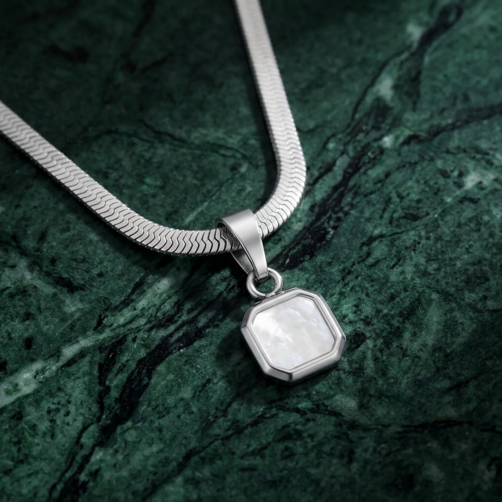 The Obsidian — Square Stone Pendant Necklace