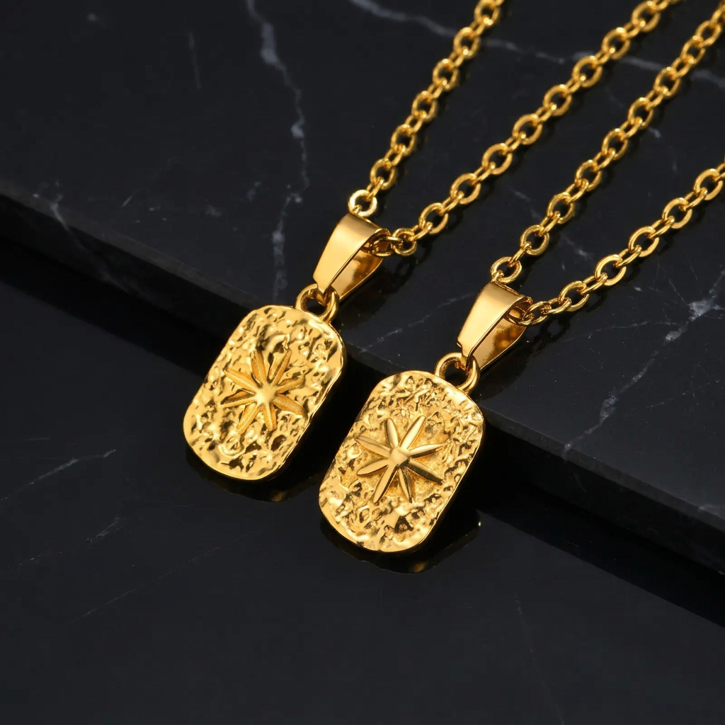 Two pendants on black marble
