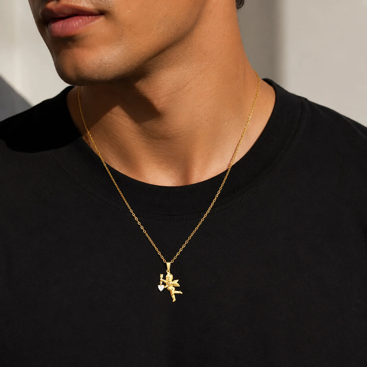El Ángel — Gold Angel Heart Pendant