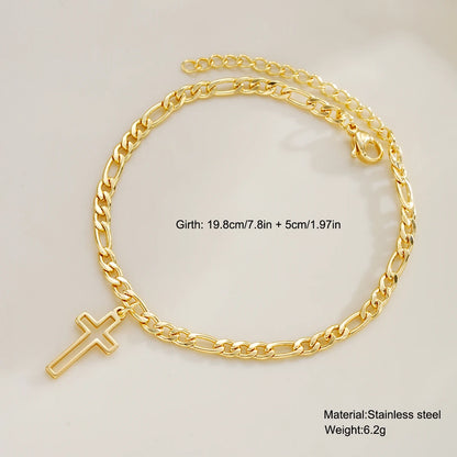 La Cruz cross bracelet size: 19.8cm plus 5cm extender, 6.2g stainless steel