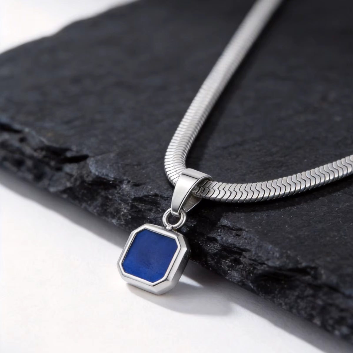The Obsidian — Square Stone Pendant Necklace