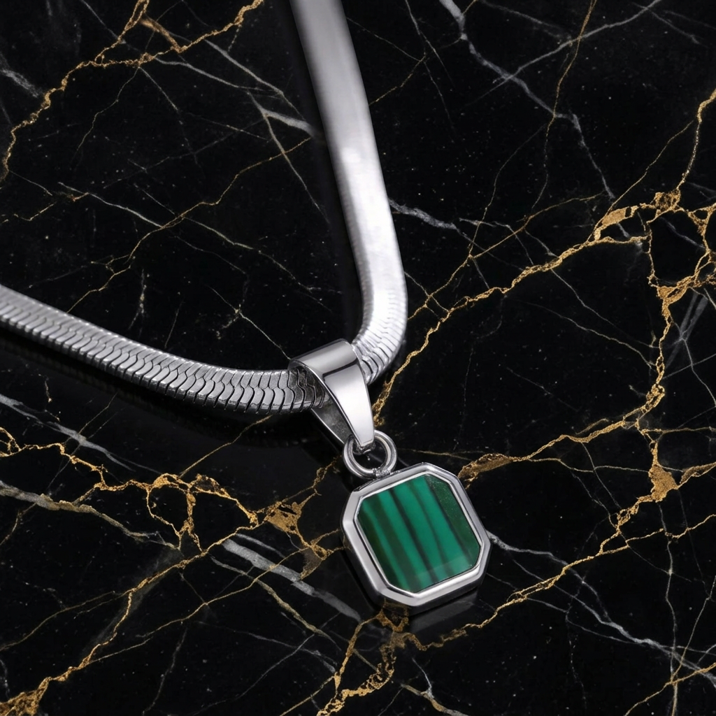 The Obsidian — Square Stone Pendant Necklace
