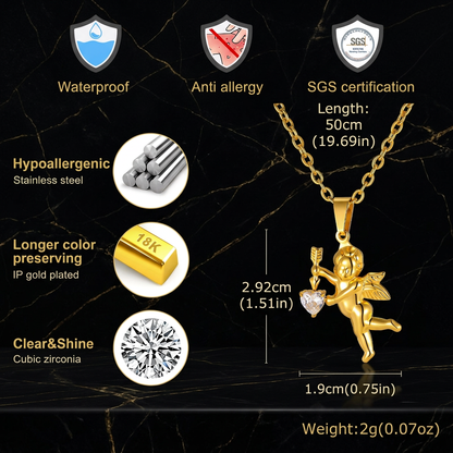 Cupid necklace feature infographic in Cartel style