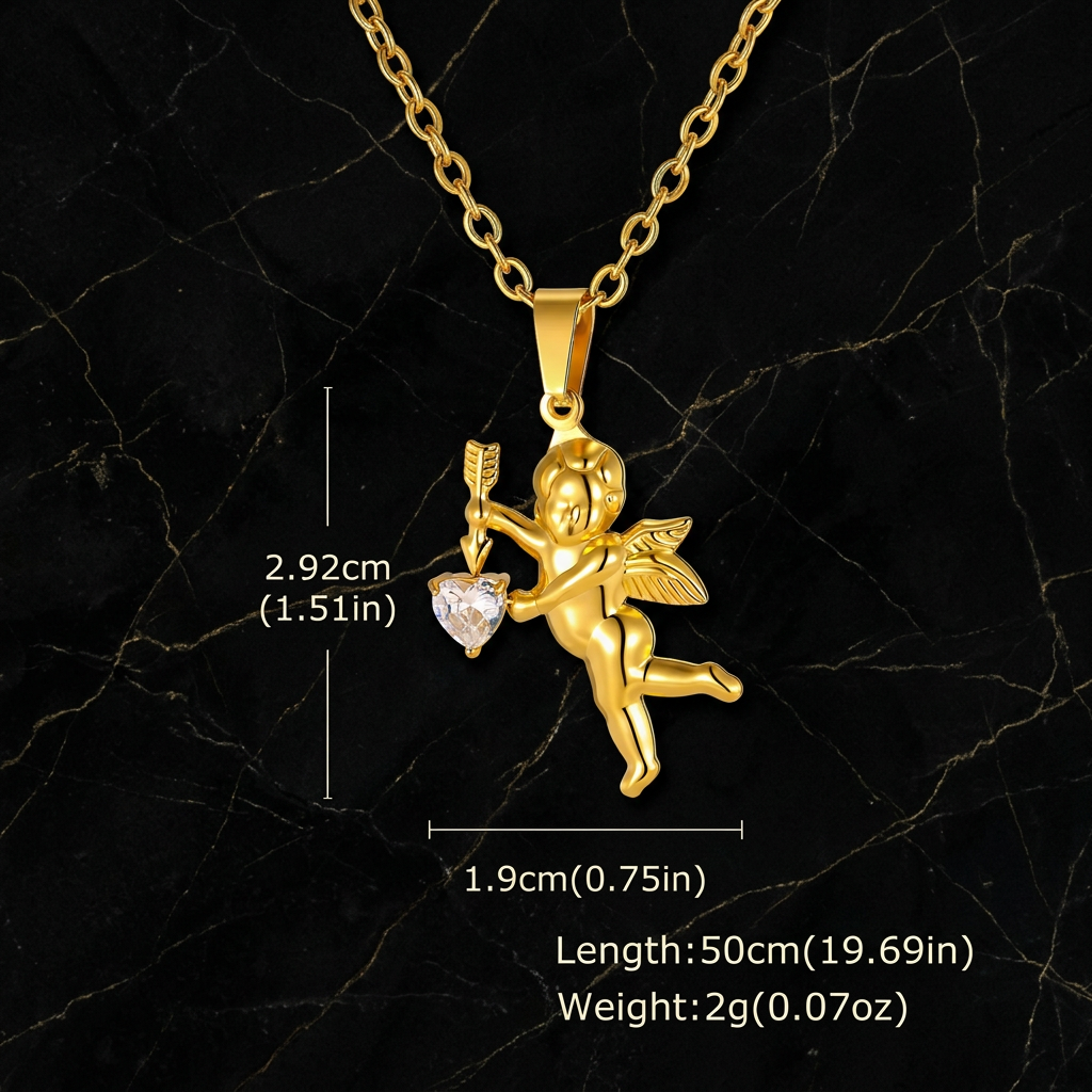 Cupid necklace measurements in Cartel style