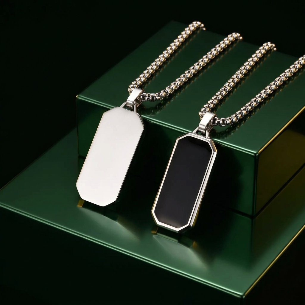 Silver pendant pair with cinematic lighting