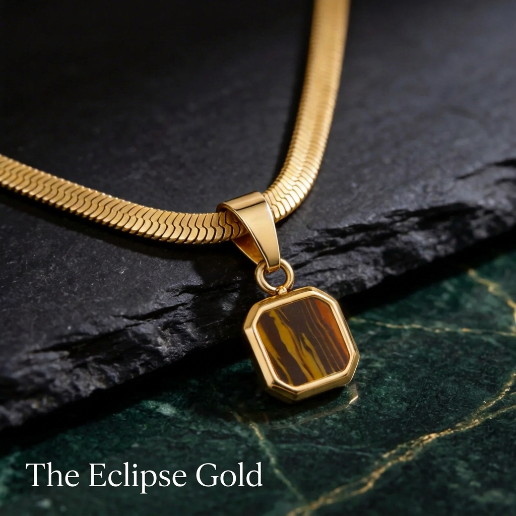 The Obsidian — Square Stone Pendant Necklace