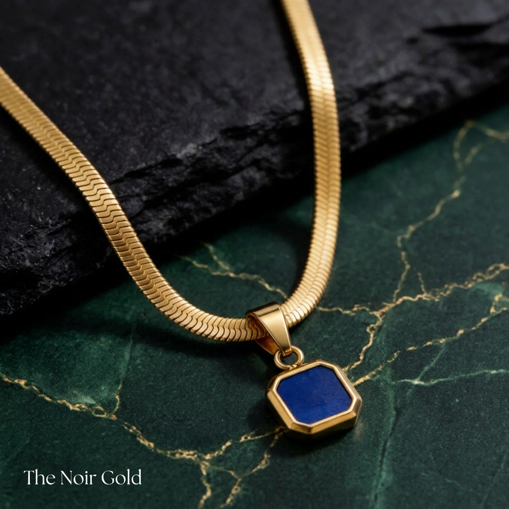 The Obsidian — Square Stone Pendant Necklace