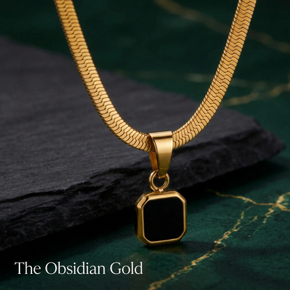 The Obsidian — Square Stone Pendant Necklace